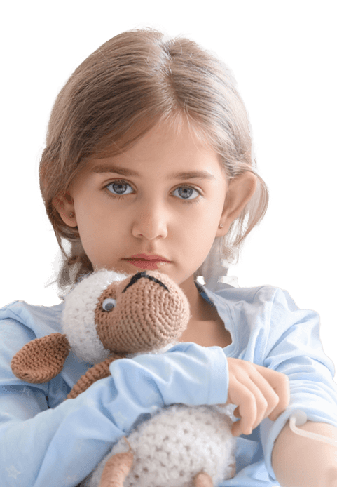 Child in hospital with stuffed toy