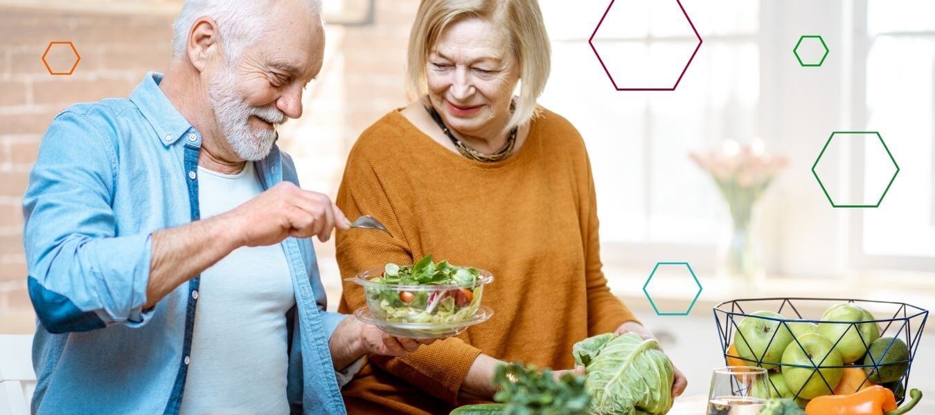 Pensioners enjoying a heathy lunch